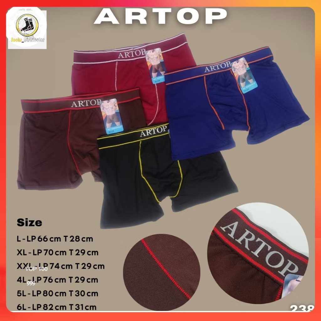 ARTOP Celana Dalam Pria Bahan Katun Lembut CD Boxer cowok segiempat