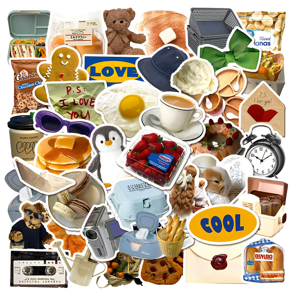 

10/30/50pcs Cute Cartoon Stickers Ins Style Kawaii Bear Food Decals For Fridge Laptop Notebook Skateboard Bike Phone Car DIY Toy