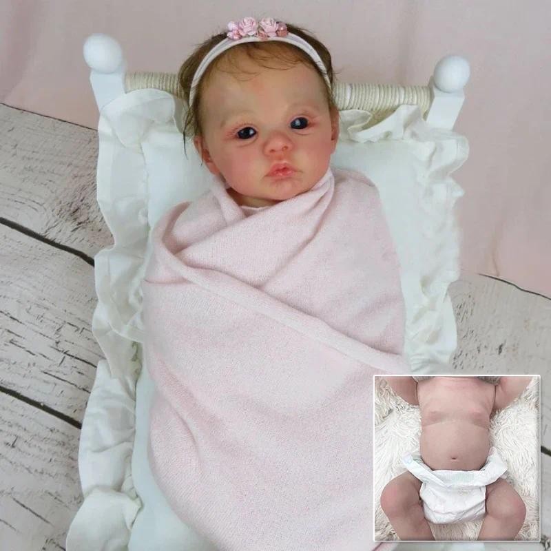 45CM Full Body Reborn Baby Doll Newborn Meadow 100% Handmade 3D Skin with Visbile Veins Collectible 