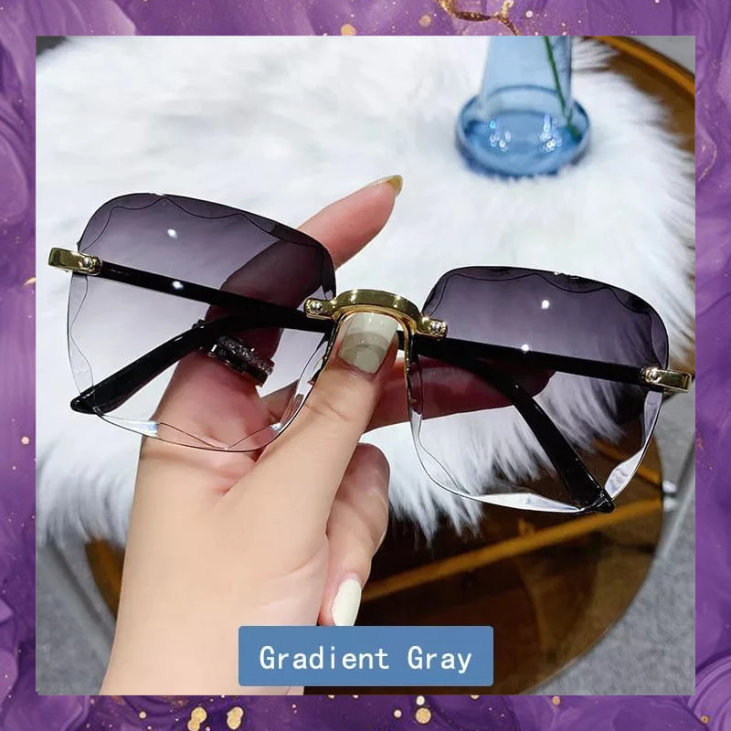 (SBA) Kacamata GAYA GRADIENT Wanita Fashion Kaca Mata Tanpa Bingkai Kotak Hitam Riben Cantik Mewah K