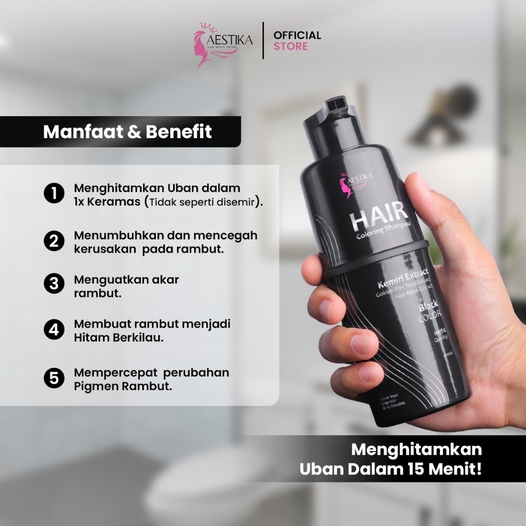 estika Hair Coloring Shampoo Black - Shampo Penutup Uban (Hitam)