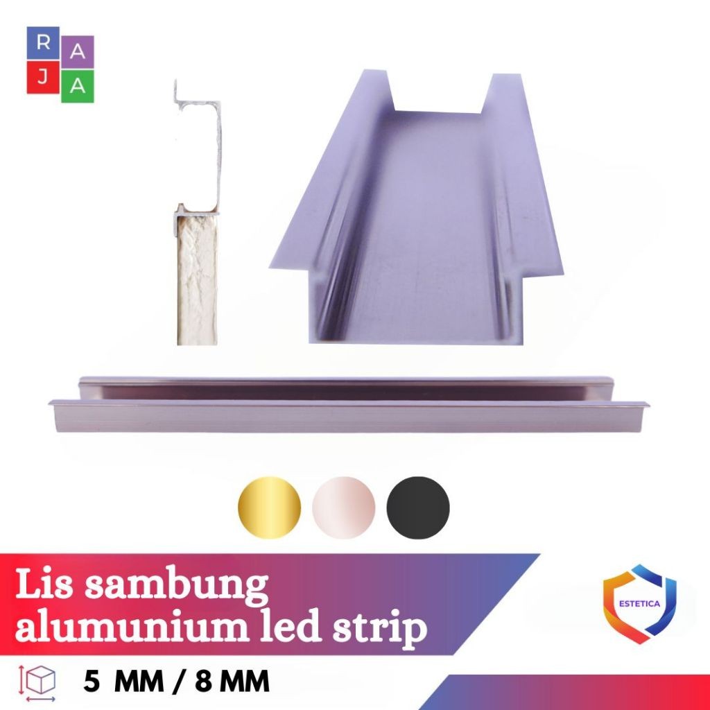 Lis Sambung Aluminium LED Strip Untuk Wallboard Panel Marmer PVC