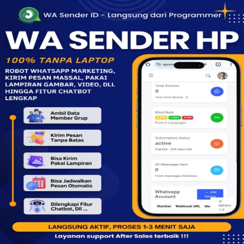 WA Sender Blast PRO HP ( Android / iOS bisa ) ( WA Biasa / Business bisa )