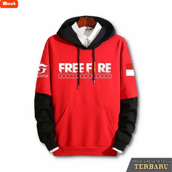 hoodie pria keren Sweater Hoodie Free Fire Jaket Pria Distro - Merah