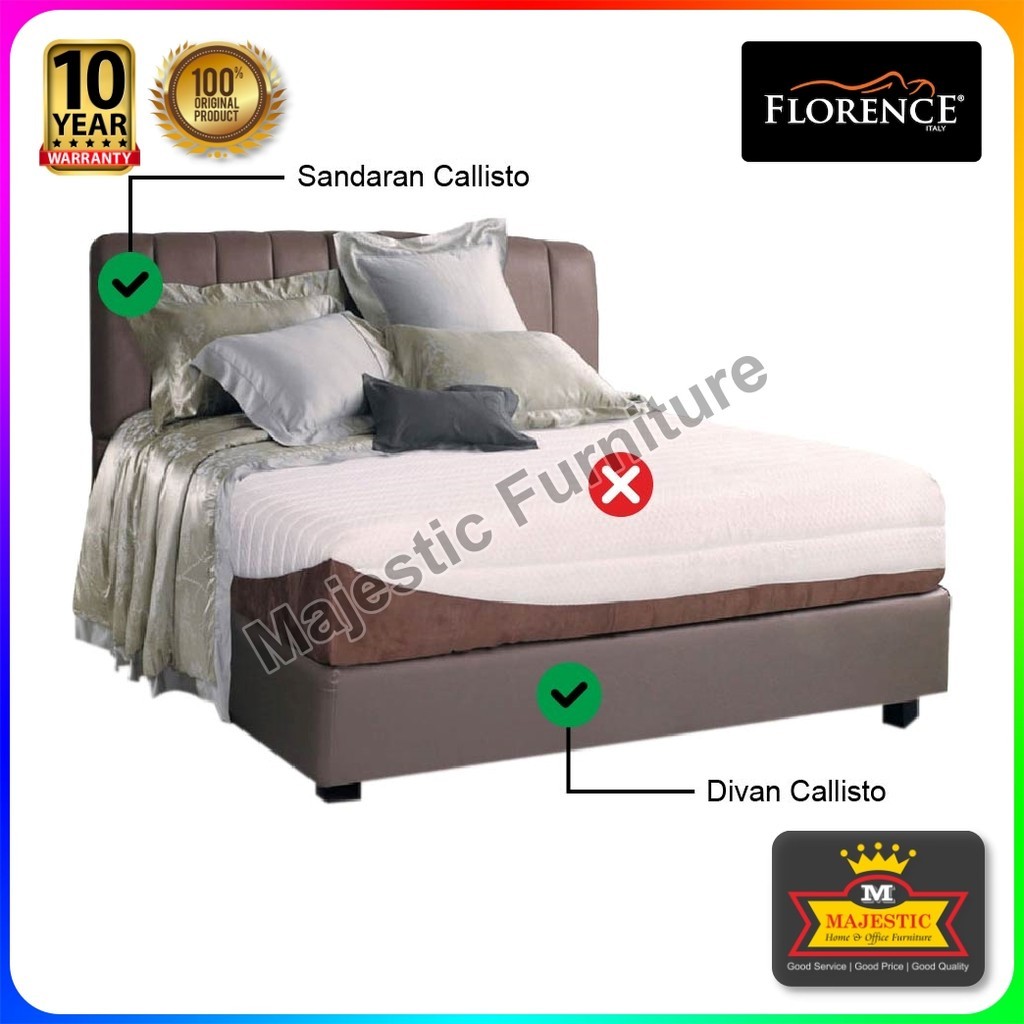 Divan Sandaran Florence Callisto - 100/120/160/180/200 - Jogja (Tinggi Sandaran 122 cm, Tinggi Divan