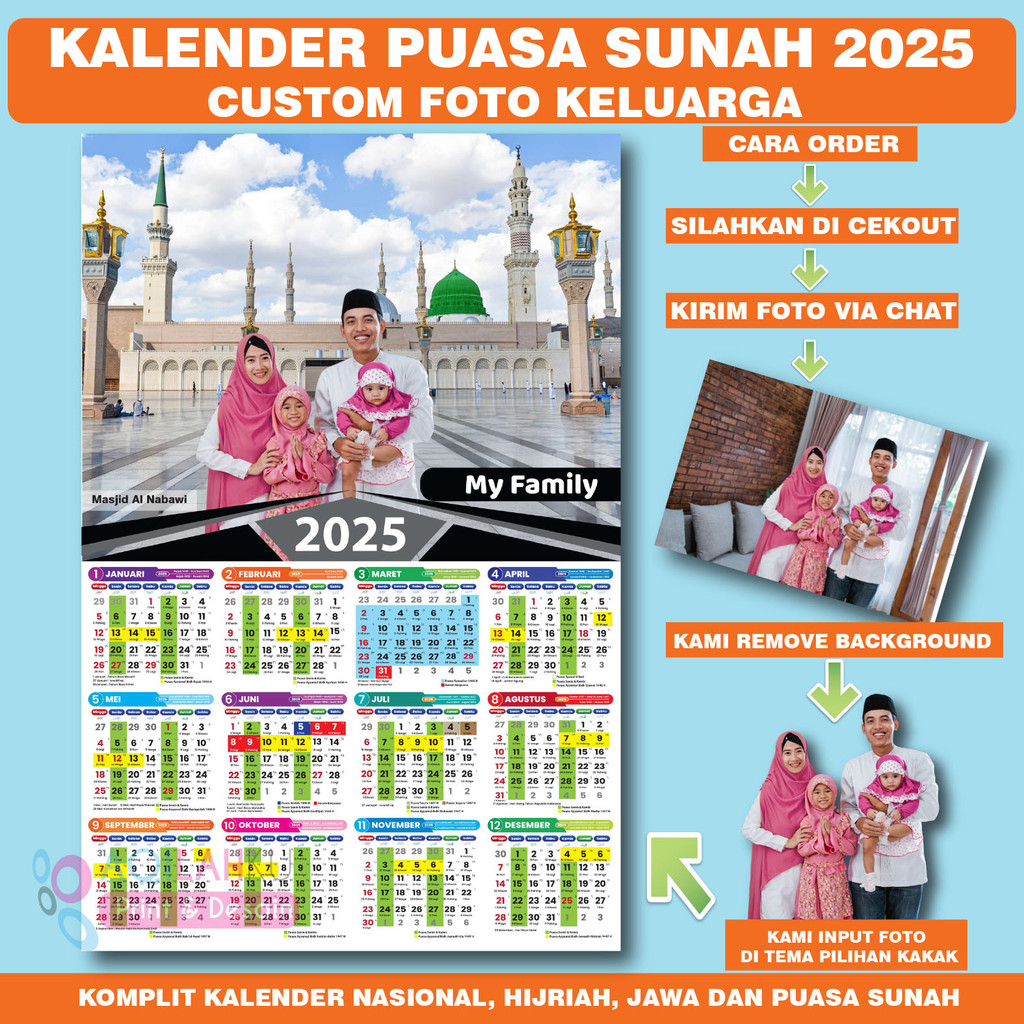 

Kalender Puasa Sunah 2025 custom foto keluarga
