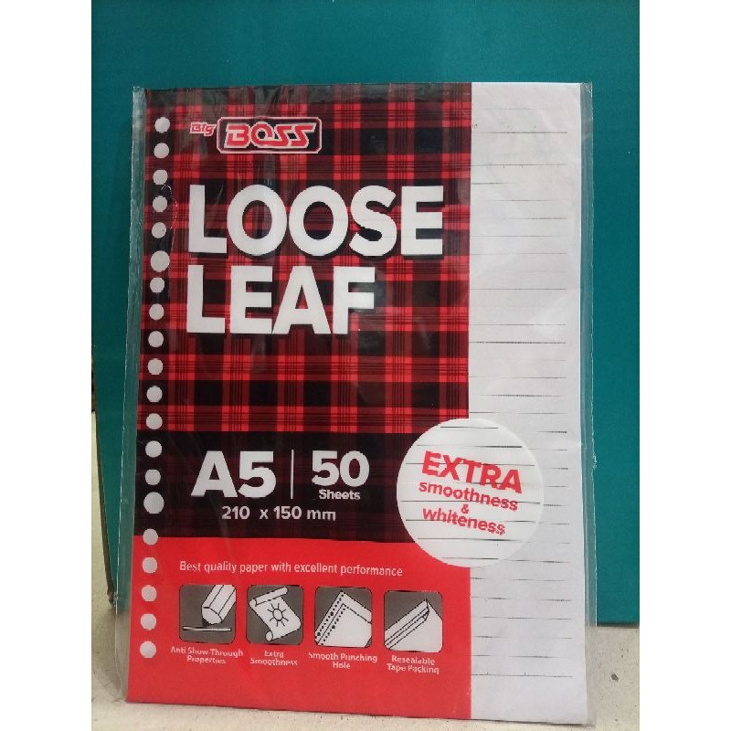 

Kertas Loose Leaf Big Boss A5 20 holes bergaris isi 50 lembar