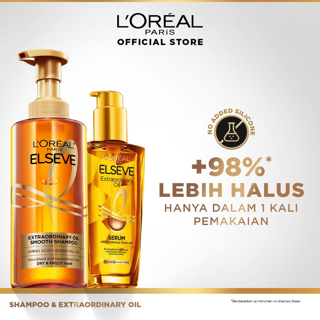 [Loreal Paris] Extraordinary Oil Gold + Premium Sleek Shampoo - 440ml - Perawatan Rambut