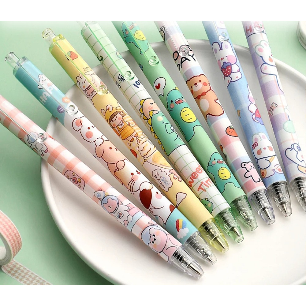 

Pulpen Set Karakter Lucu KS H643 Pulpen Mekanik isi 6pcs Bolpoin Gel Keren