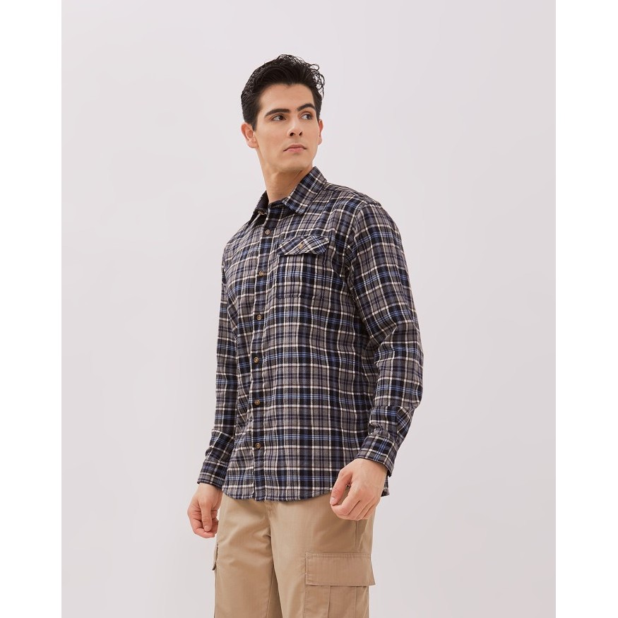 KENT&CREW Kemeja Lengan Panjang Flannel Putih Pria - C-DCBA05-N5