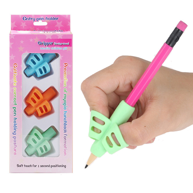 

3Pcs/Set Soft Silica Pencil Grasp Two-Finger Gel Pen Grips Children Writing Training Correction Tool Pens Holding for Kids Gifts