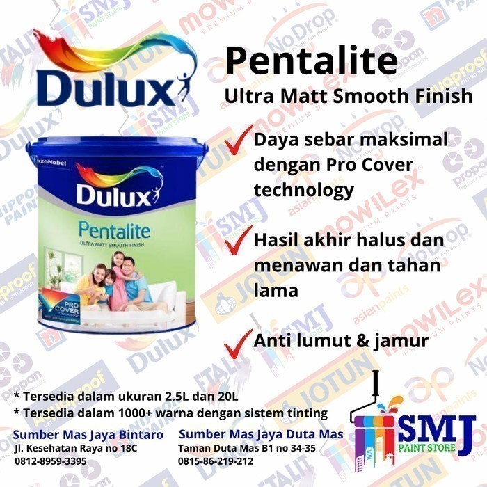 Cat Tembok Interior DULUX PENTALITE warna Shady Lady ukuran 2,5 LTR