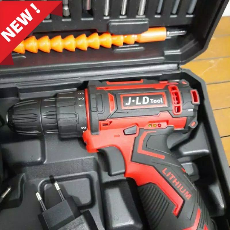 Bor Drill Bor Baterai Cordless JLD Tool 10mm 12V Bor Set Bor drill