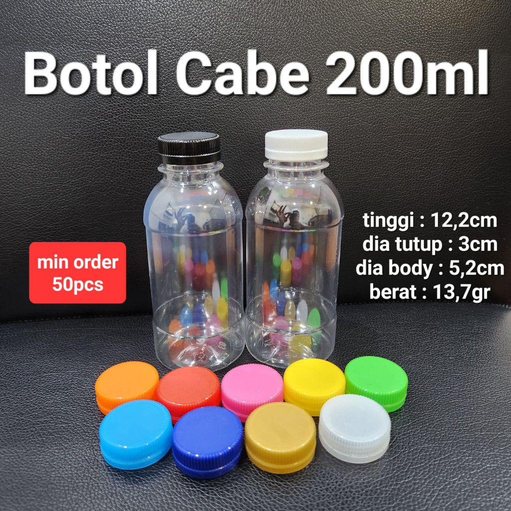 Botol Cabe 200ml PENDEK | Botol 200ml Plastik PET