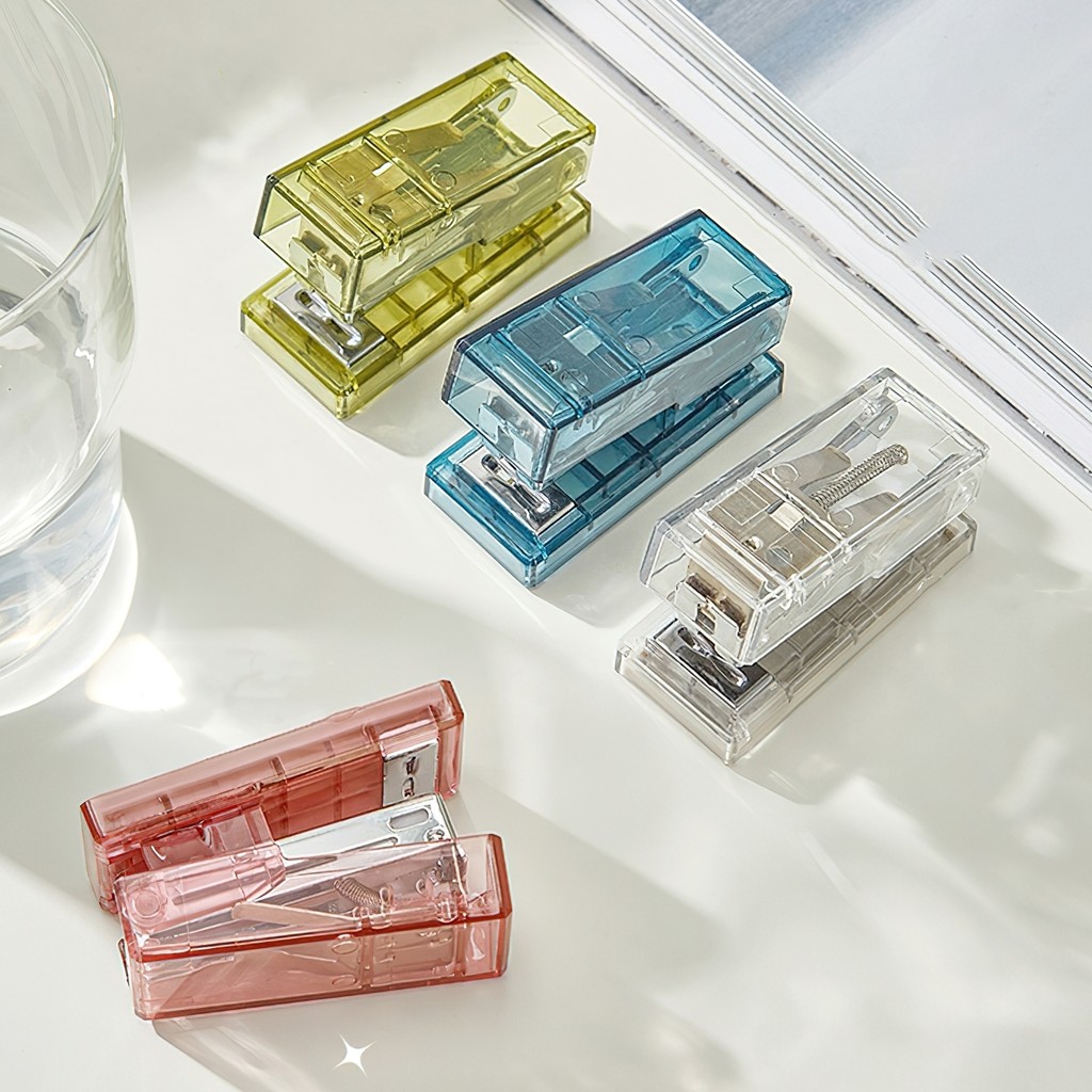 

Mini Transparent Color Stapler 1000pcs 26/6 Staples Set Portable Binder Office Binding Tools School F7639