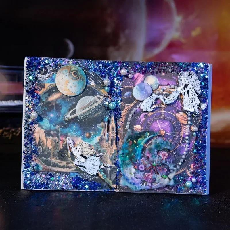 

30Pieces Fantasy Base Moon Phase Notebooks Background Decoration Writing Handbook Scrapbook 130*110mm Material Paper Star