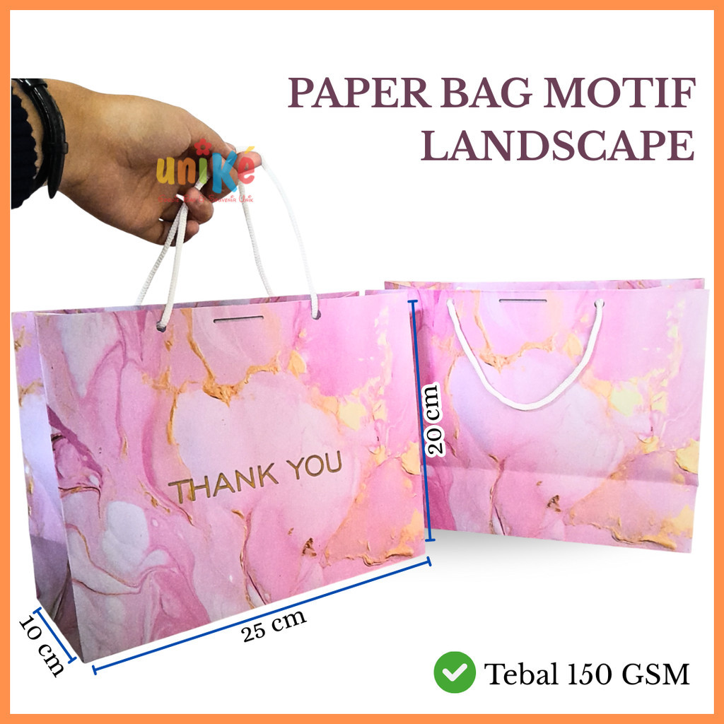 

12 Pcs Paper Bag Motif 25x10x20 / Tas Kertas Landscape Aesthetic Goodie Bag Souvenir Kado