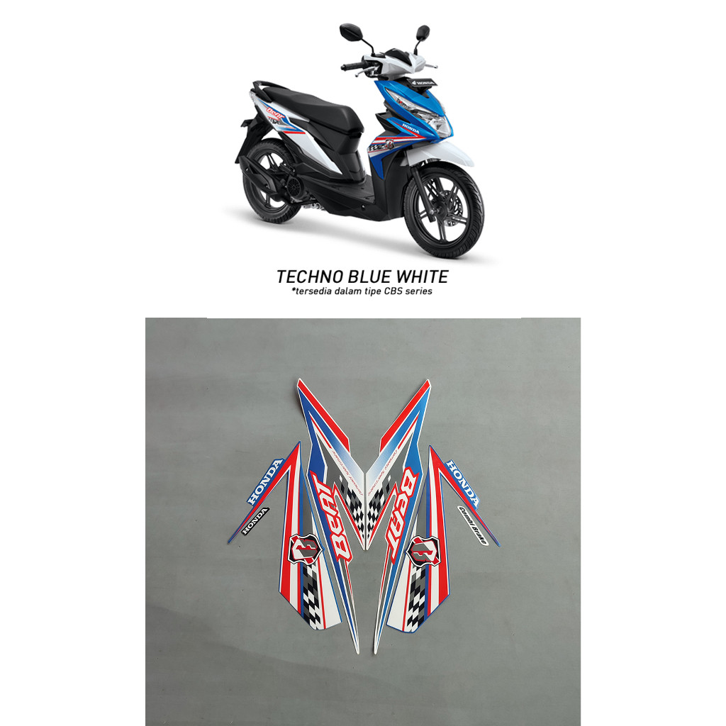STIKER STRIPING & LIS BODY BEAT ESP 2018 BIRU PUTIH