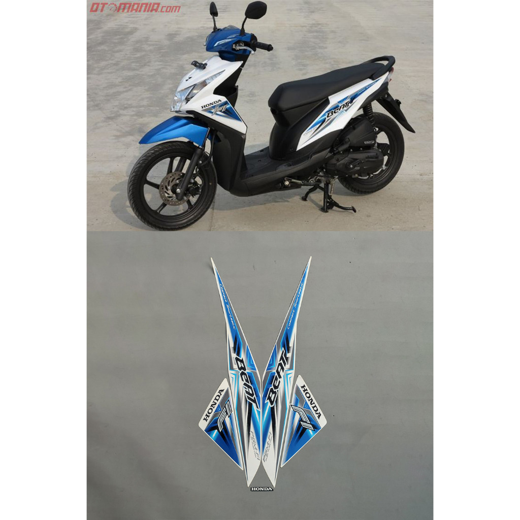 STIKER STRIPING & LIS BODY BEAT FI 2015 PUTIH BIRU