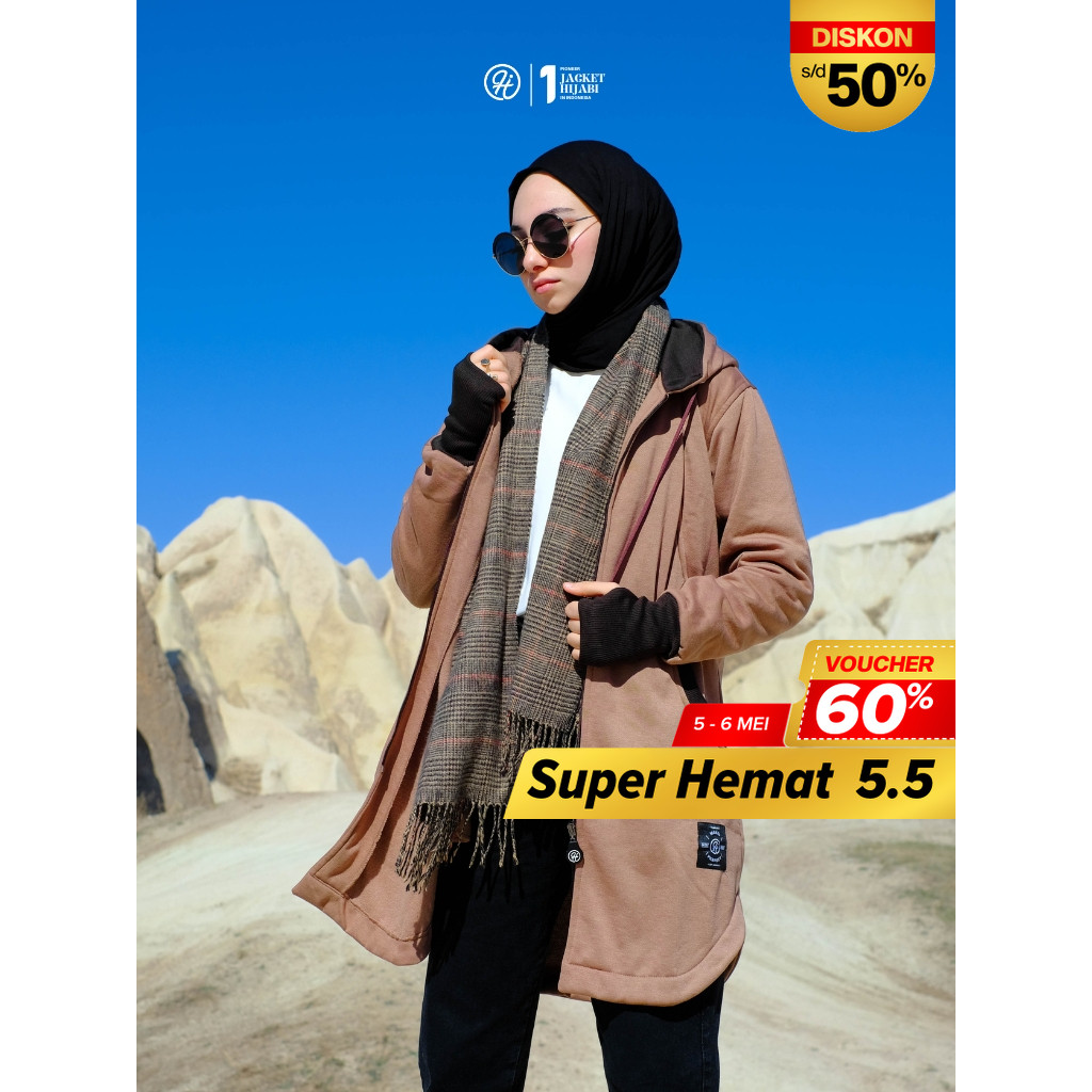 Hijacket Elektra Jaket Wanita Muslimah Modis dengan Handsock Jaket Fleece Hangat & Stylish