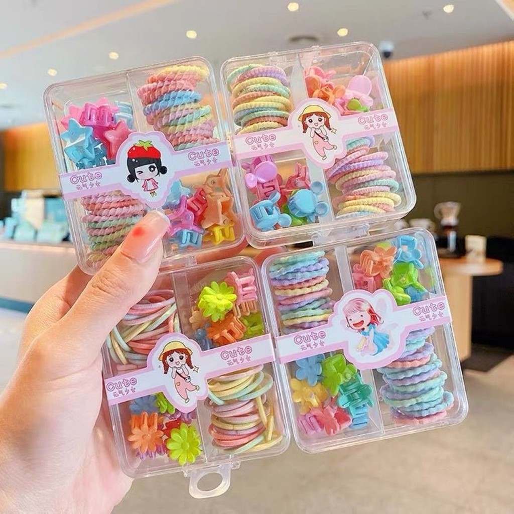 KUNCIR BOX  Ikat Rambut Set Per kotak Ikat Rambut Anak