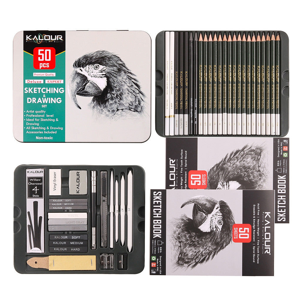 

52 Pcs Drawing Sketching Set Sketch Graphite Charcoal Pencils Wood Pencils Set For Sketching Artist Supplies Gift Sketchbook
