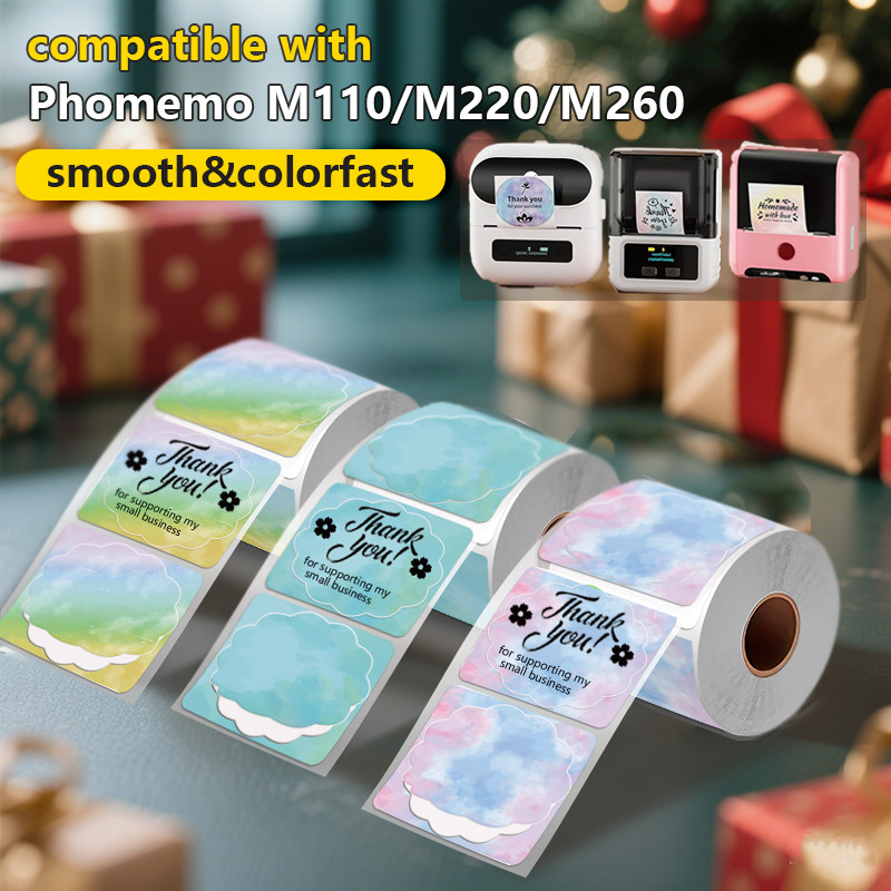 

Circle Wavy Thermal Label Compatible with Phomemo M110/SUPVAN T50M Pro 50mmx50mm Gradient Rainbow thermal label sticker