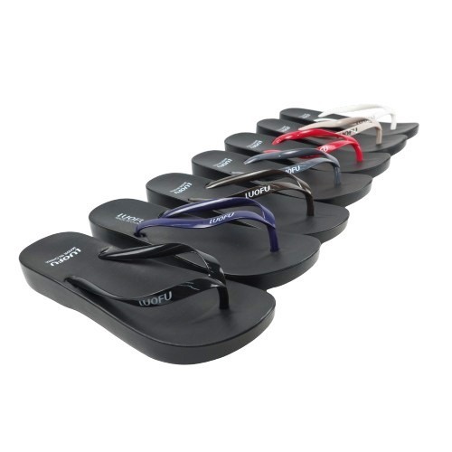 JASHOP LUOFU Sendal Jepit Jelly Karet Eva Tatak Hitam Wanita  E7140SH6WK (M&K04)