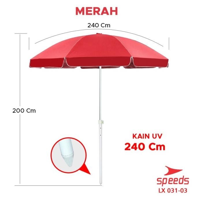 READY STOCK BALI SPEEDS Payung Tenda Payung Pantai Diameter 240cm Bazaar Parasol 031-3 - 240cm MRH