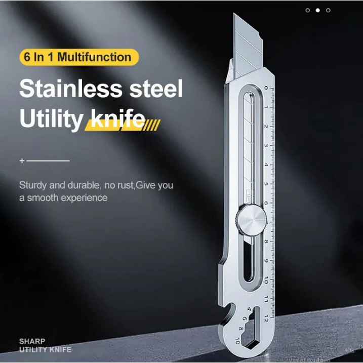 

Stainless Steel 6in1 Pisau Cutter 18mm Multifungsi Cutter Pisau Baja Besar Pisau Set Cutter Pisau