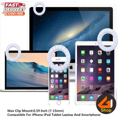 Lampu Ring Light Kecil Mini untuk Handpone HP Smartphone Tablet Laptop Notebook Foto Selfie VC