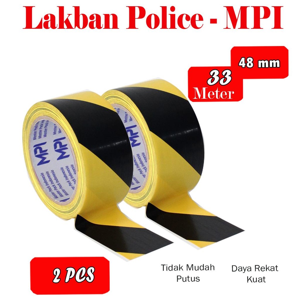 

[ 2 PCS ] Lakban Police Uk 48 mm x 33 Meter / Lakban Garis kuning Hitam - MPI