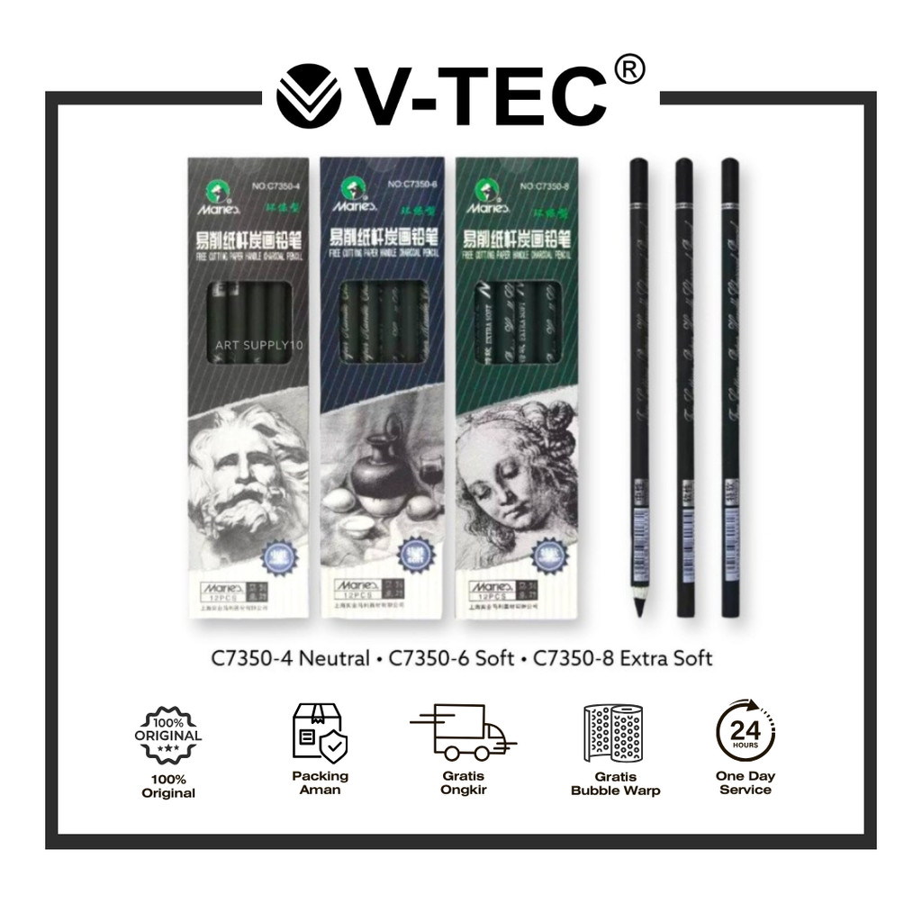 

MARIES CHARCOAL PENCIL PENSIL WARNAMEWARNAI C7350-4 NEUTRAL // C7350-6 SOFT PCS