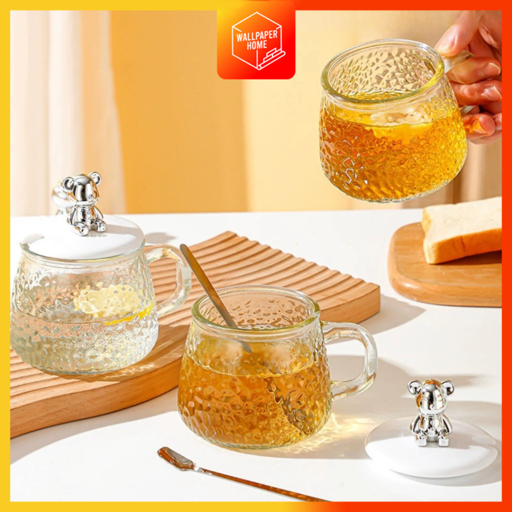 Gelas Kaca Aesthetic Ala Korea 350ml Simple Elegan Coffee Cup Souvenir Pernikahan Free Sendok