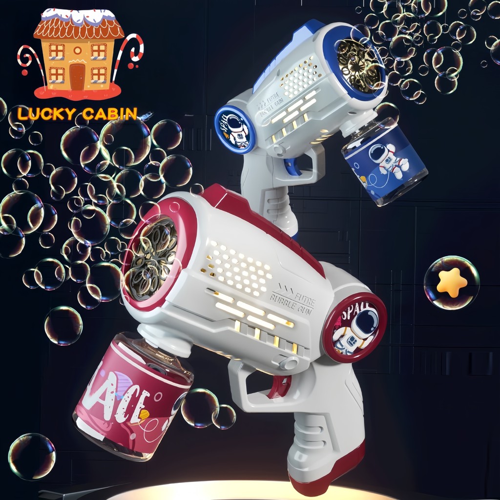 Lucky Cabin Mainan Bubble Gun Mainan Gelembung Pistol Bubble Sabun Otomatis Anak Tembakan Balon Mesi