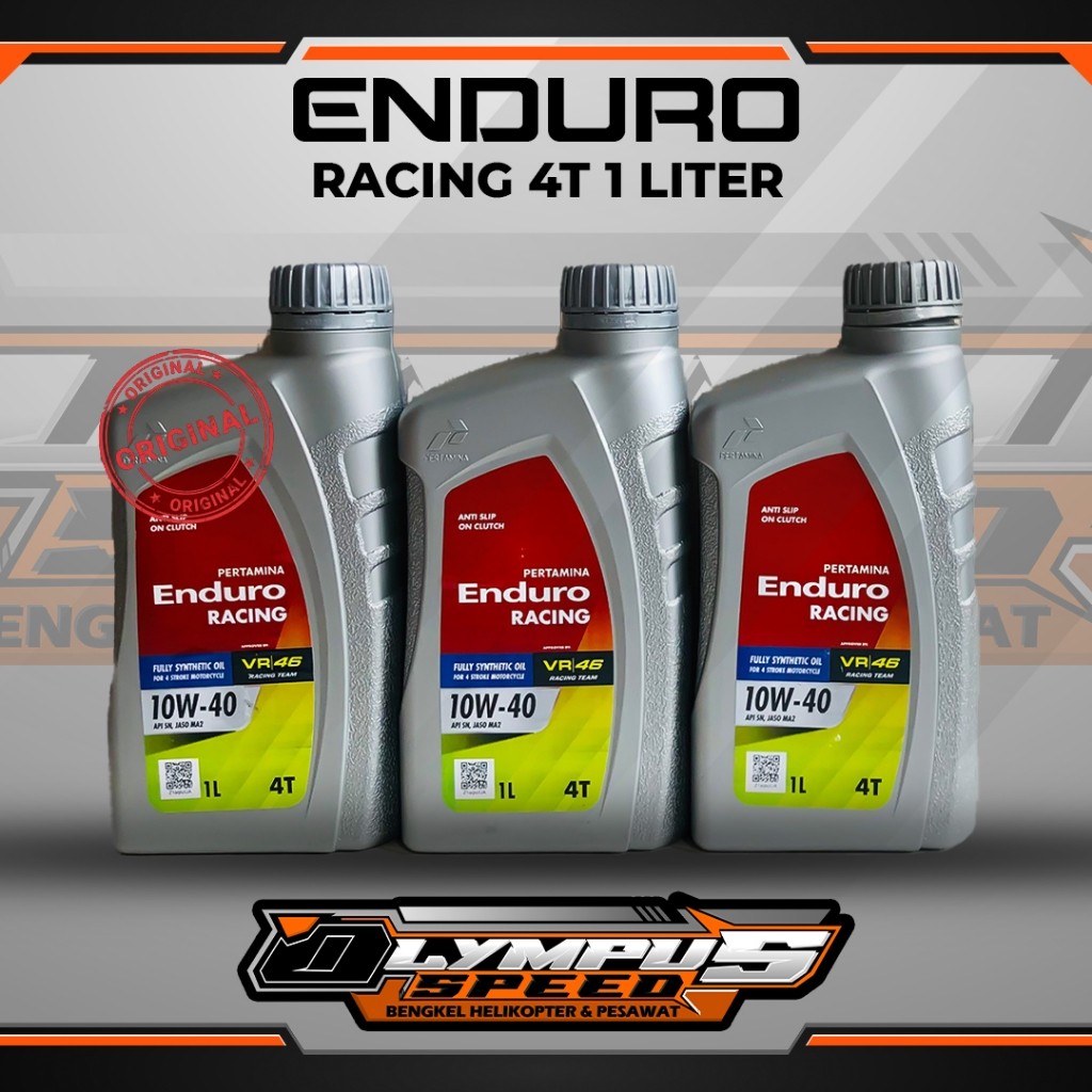 OLI MESIN MOTOR PERTAMINA ENDURO RACING 4T 10W-40 OIL 1000ML / 1 LITER - OLI WANGI - ORIGINAL