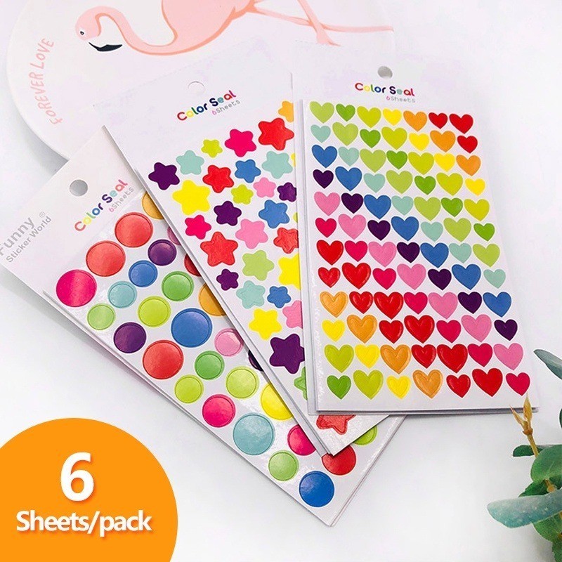 

6 pcs/pack stiker Stiker kertas perekat estetika di buku catatan Stiker scrapbook alat tulis lucu pita washi L006