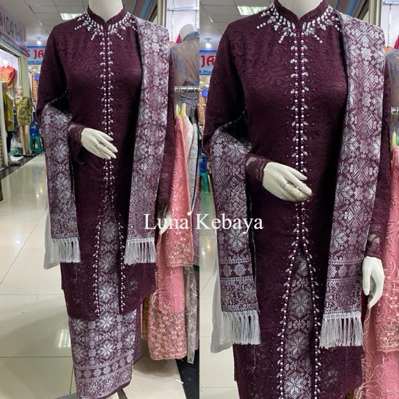 set kebaya brukat payet hana/kebaya modern/kebaya ibu besan/