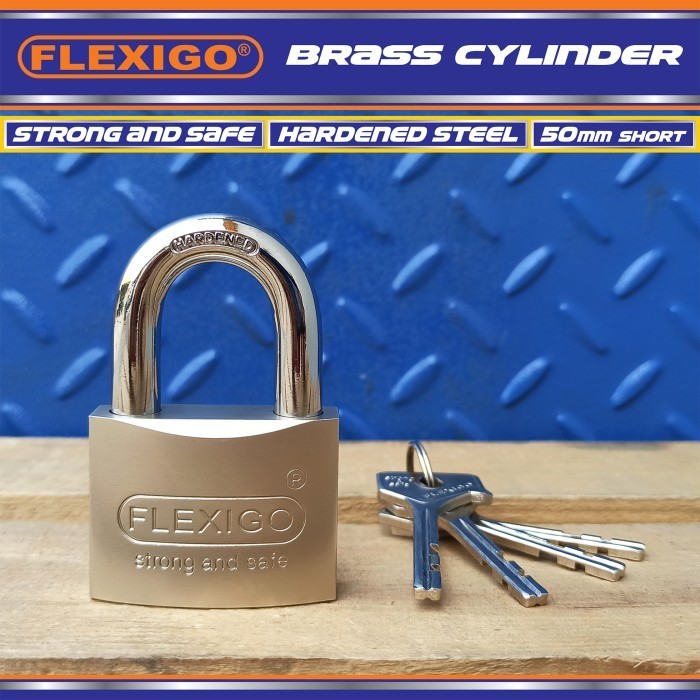 

GEMBOK ANTI MALING FLEXIGO 50 mm PENDEK, SILINDER KUNINGAN anti KIMIA