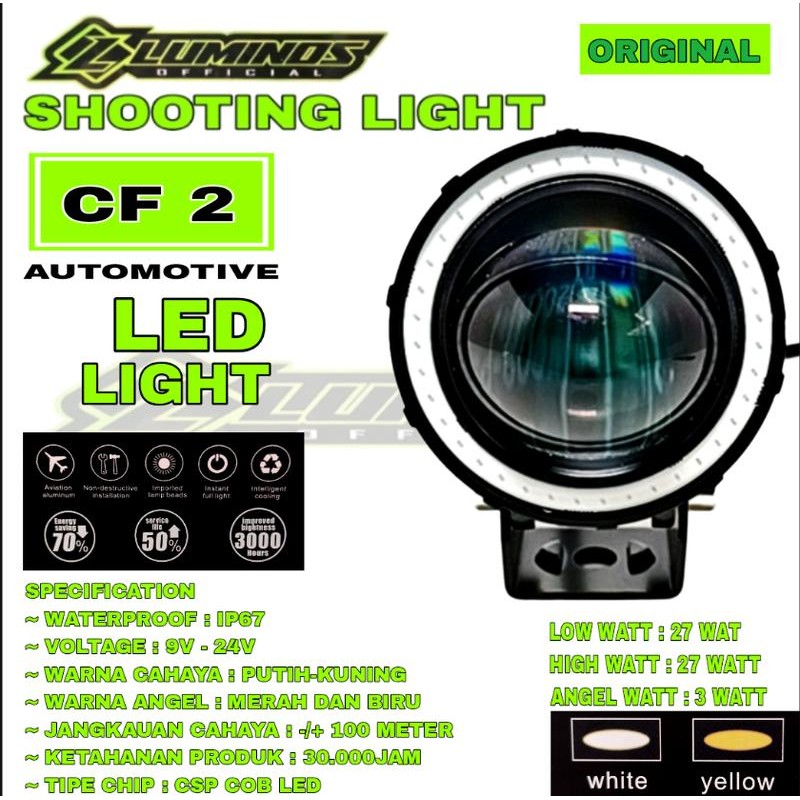 LUMINOS LAMPU TEMBAK SOROT CUT OFF+ANGEL LAMPU SOROT MOTOR DAN MOBIL SD107