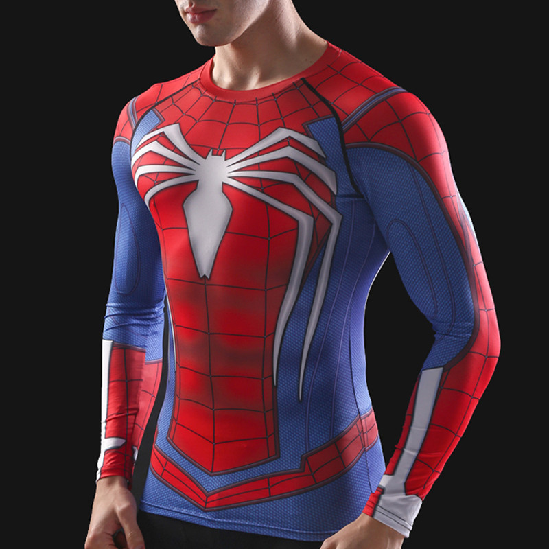 Fashion Spider Print Men's Tshirt Gym Clothing Sportswear Sporting  Running Man Rashguard Men Tshirt