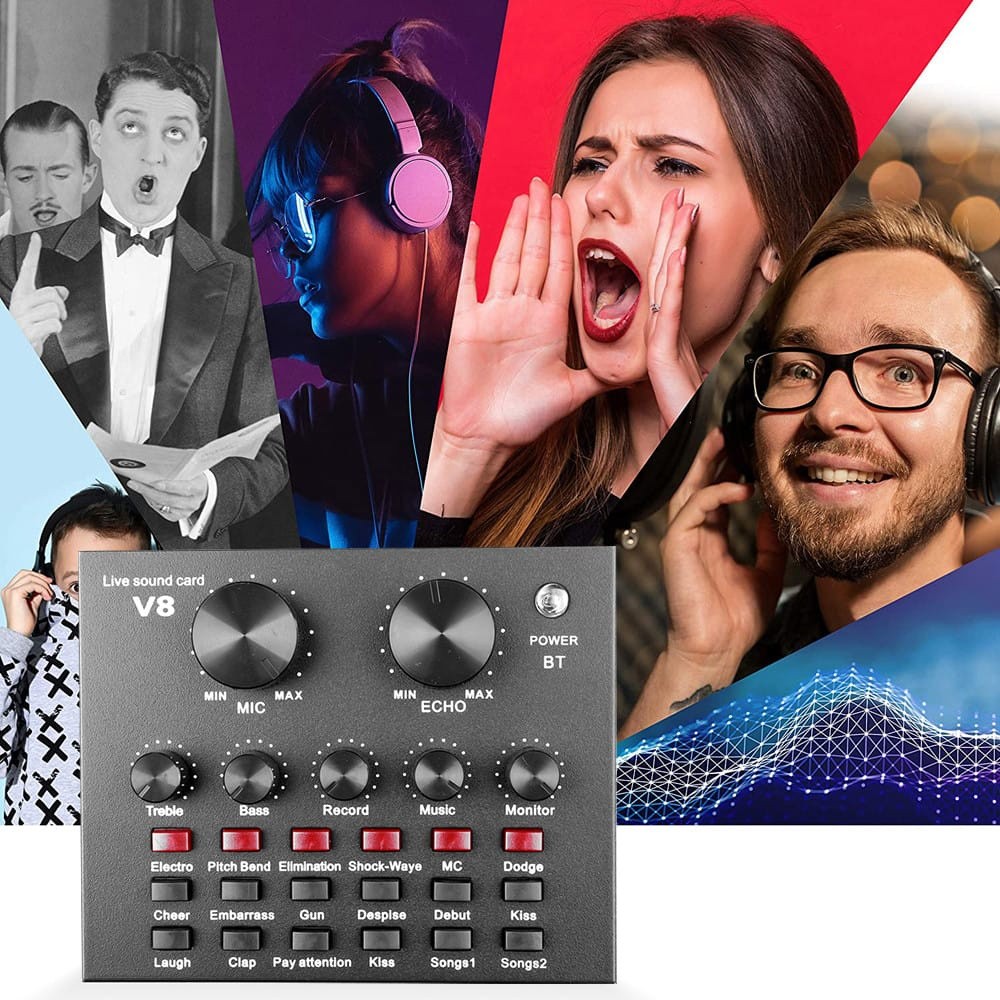 Sound Card V8 Microphone Webcast Live External Sound Card With 5.0 Personal Entertainment Streamer F