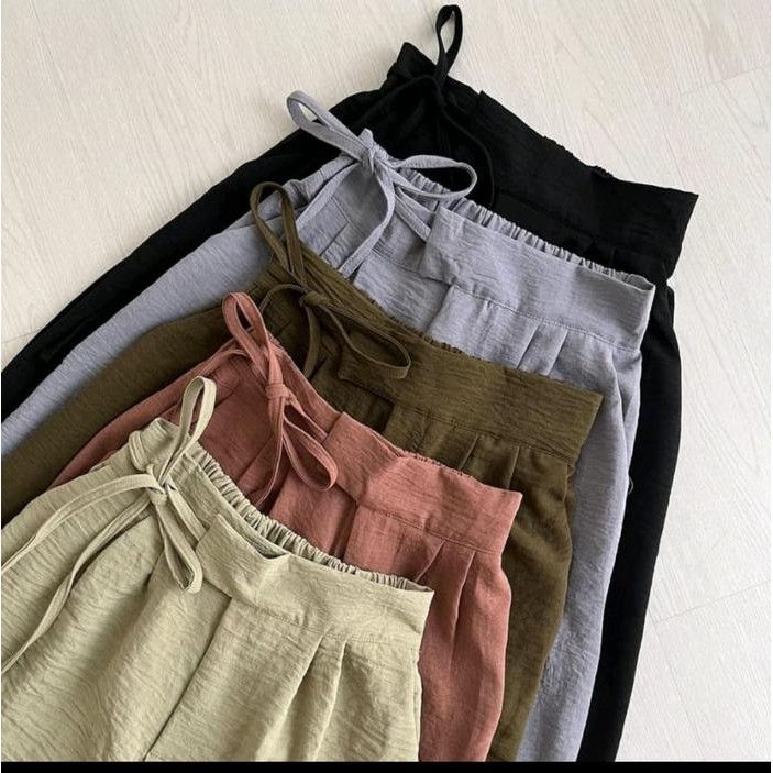 Celana Kulot Wanita Premium Crinkle - Hitam