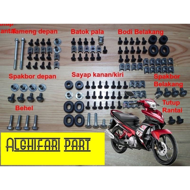 baut body fullset Jupiter MX new 135 skrup L tahan karat/baut fullset body Jupiter MX new135