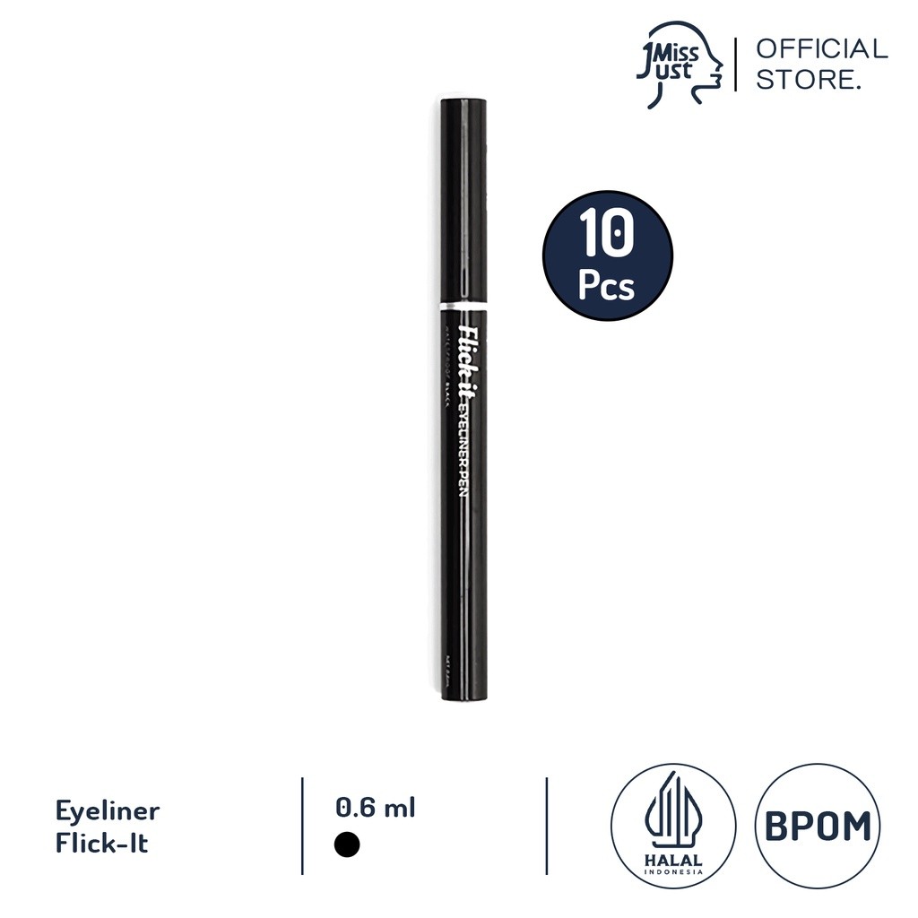 Termurah Just Miss Eyeliner Spidol Halal BPOM COMBO 10 Pcs 0.6 ml Flick it Eyeliner Pen Waterproof J