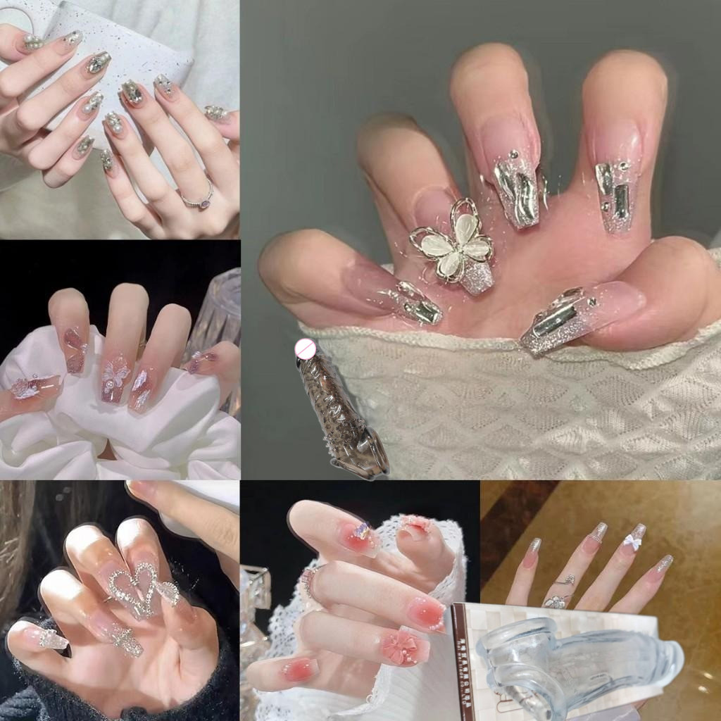 24Pcs 3D Kuku Palsu Grosir Kuku Nail Alat Perawatan Kuku Perawatan Kecantikan Kuku Kaki Palsu