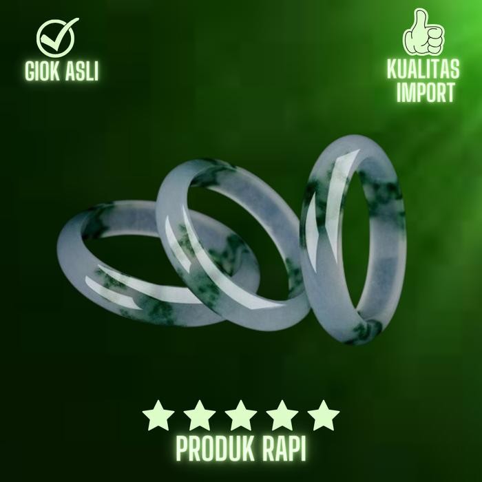 Gelang Bangle Batu Giok Hijau dan Putih Asli China Giok Ori - Gelang Bangle Batu Giok Pria dan Wanit