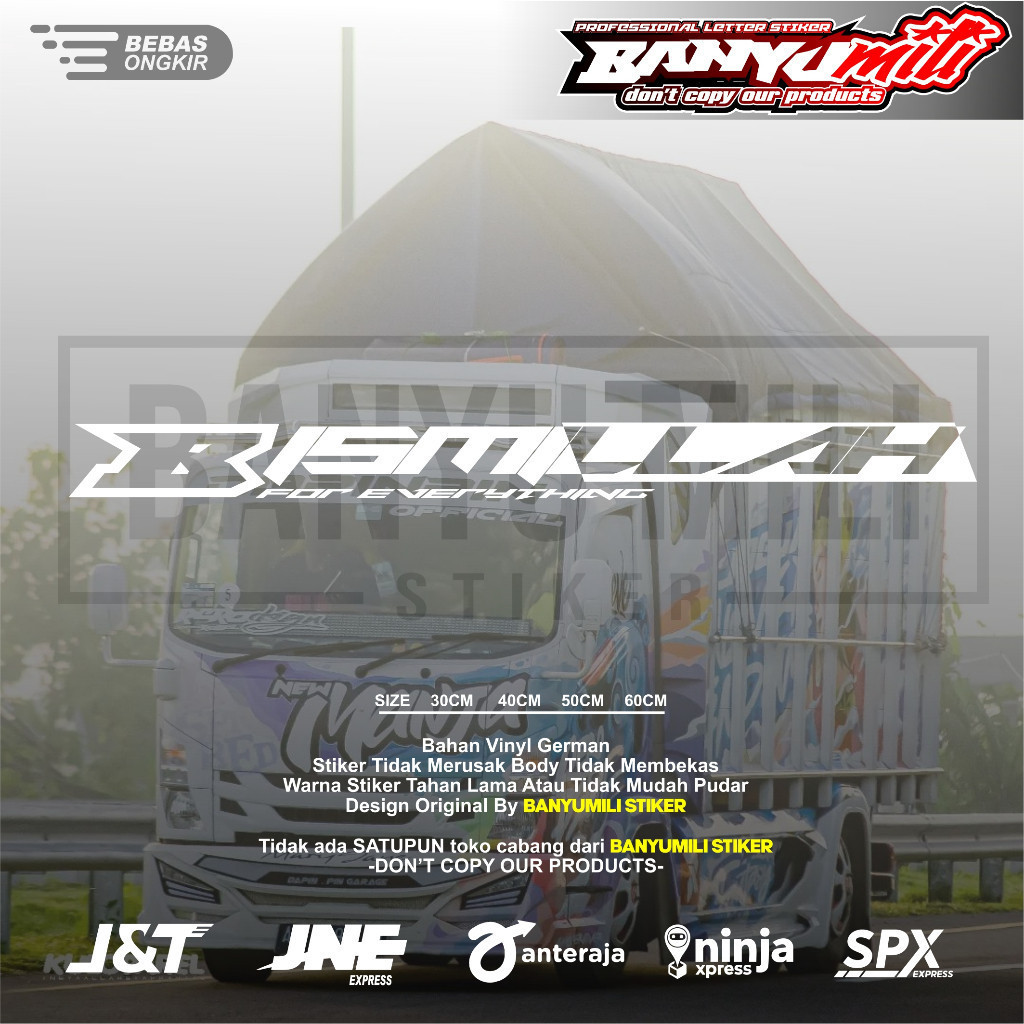 Stiker truk bismillah variasi kaca mobil pickup granmax carry truk canter giga cutting stiker kaca b