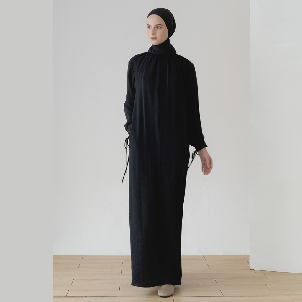 Khansa by Aska Label - Dress Wanita Polos Gamis Basic Wanita Bahan Crinkle Anti Kusut Busui Friendly