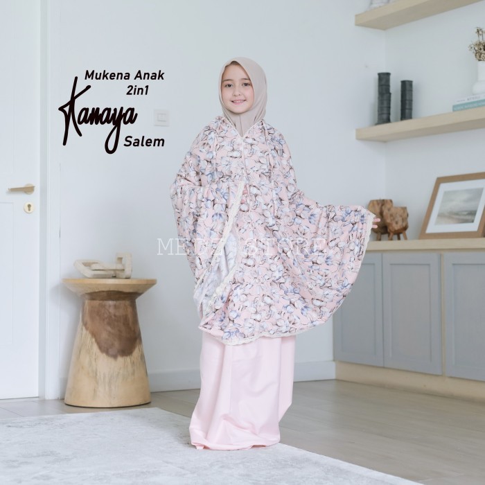 MUKENA ANAK KANAYA BAHAN KATUN MIKRO TRAVEL 2IN1 RENDA MEWAH CANTIK - Hitam